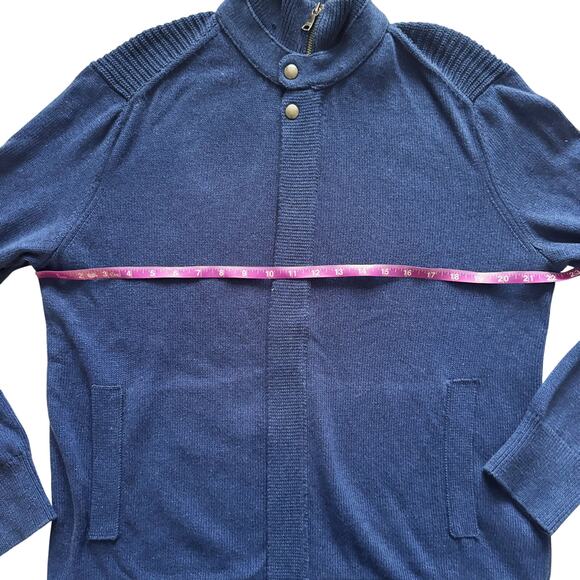 Banana Republic Full Zip Cardigan Knit sweater Men Sz XL Royal Blue Grandpacore - Picture 9 of 16